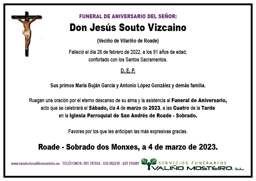 Esquela de Jesús Souto Vizcaino