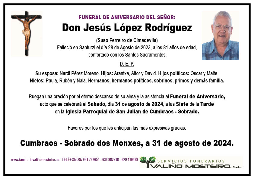 Esquela de Jesús López Rodríguez